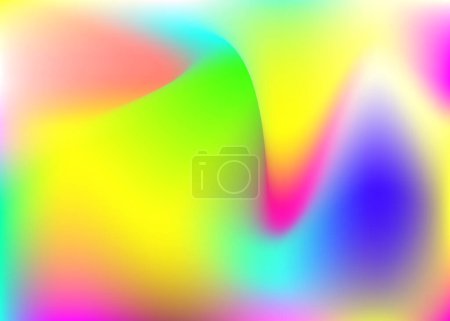 Ilustración de Fondo holográfico abstracto. Fondo holográfico colorido con malla de gradiente. Estilo retro de los 90, 80. Plantilla gráfica nacarada para folleto, banner, papel pintado, pantalla móvil. - Imagen libre de derechos
