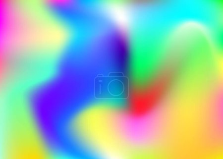 Ilustración de Fondo abstracto de malla degradada. Fondo holográfico de arco iris con malla de gradiente. Estilo retro de los 90, 80. Plantilla gráfica iridiscente para folleto, banner, papel pintado, pantalla móvil. - Imagen libre de derechos