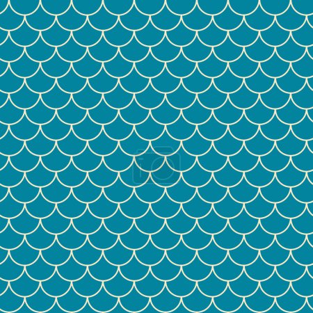 Illustration for Fish scale seamless pattern. Reptile, dragon skin texture. Tillable background for your fabric, textile design, wrapping paper, swimwear or wallpaper. Blue mermaid tail with fish scale underwater. - Royalty Free Image