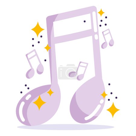 Ilustración de Redes sociales, notas musicales melodía en ilustración vectorial estilo de dibujos animados - Imagen libre de derechos