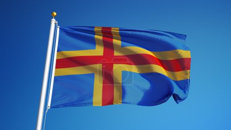 Bandera de las Islas Aland, aislada con transparencia de canal alfa de ruta de recorte
