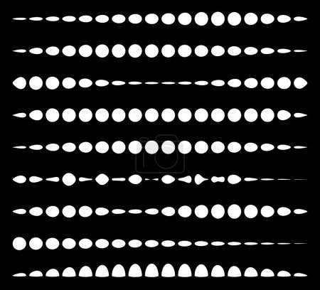 Illustration for Set of horizontal divider lines made of circles. Dotted lines. - Royalty Free Image