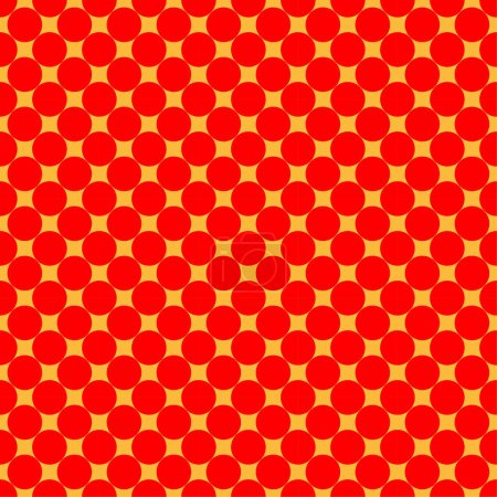 Illustration for Pop art, comic yellow and red dotted, circles seamlessly repeatable geometric pattern. Pointillist, pointillism and stipple, stippling retro art illustration - Royalty Free Image