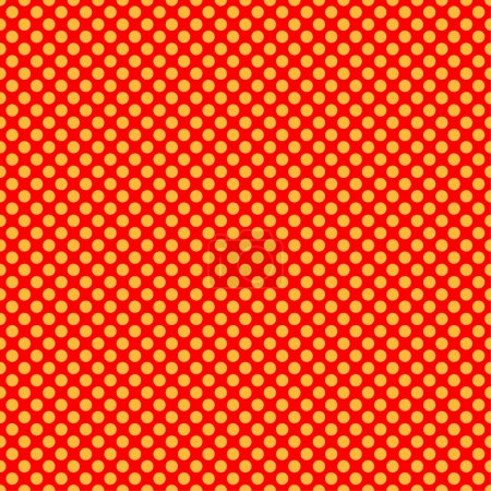 Illustration for Pop art, comic yellow and red dotted, circles seamlessly repeatable geometric pattern. Pointillist, pointillism and stipple, stippling retro art illustration - Royalty Free Image