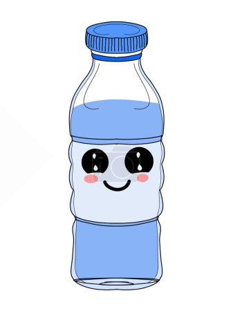 Lindo, caracteres kawaii, dibujo de ilustración botella de agua Lindo, caracteres kawaii, dibujo de ilustración botella de agua