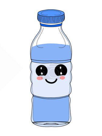 Photo for Cute, kawaii characters , water bottle illustration drawing - Royalty Free Image