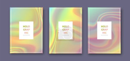 Ilustración de Conjunto de fundas abstractas holográficas modernas de perlas. Fondo de ilustración vector líquido - Imagen libre de derechos