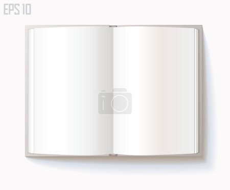 Libro abierto en blanco sobre fondo blanco. Eps 10
