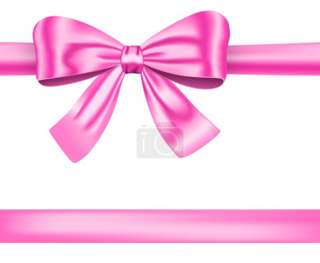 Photo for Gift ribbon with pink luxurious bow for decorations. Vector illustration - Royalty Free Image