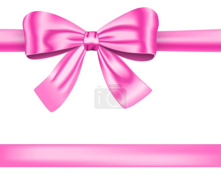 Illustration for Gift ribbon with pink luxurious bow for decorations. Vector illustration - Royalty Free Image