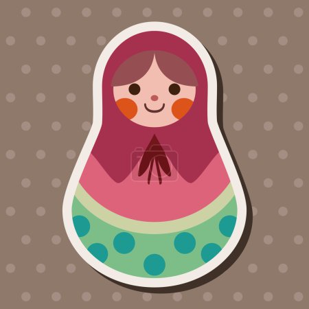 Matryoshka , Russian traditional wooden doll, vector pattern, fl