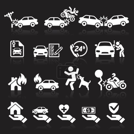 Illustration for Insurance icons set. Vector Illustration. - Royalty Free Image