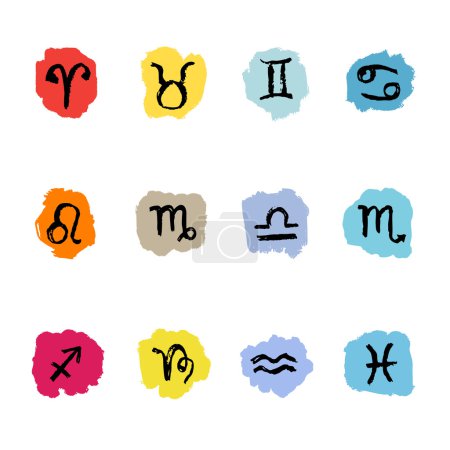 Téléchargez les illustrations : Horoscope Étoile du zodiaque signes. Illustrations de douze
. - en licence libre de droit