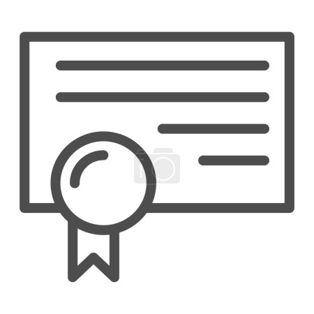 Ilustración de Icono de línea de certificado. Diploma ilustración vectorial aislado en blanco. Diseño de estilo de esquema de premio, diseñado para la web y la aplicación. Eps 10 - Imagen libre de derechos