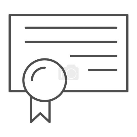 Ilustración de Icono de línea delgada certificado. Diploma ilustración vectorial aislado en blanco. Diseño de estilo de esquema de premio, diseñado para la web y la aplicación. Eps 10 - Imagen libre de derechos