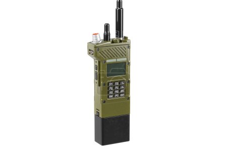 Equipo portátil de radio militar, vista cercana
