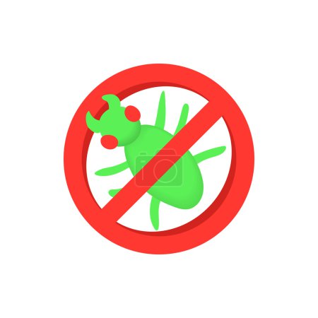 Signo de prohibición de insectos icono, estilo de dibujos animados
