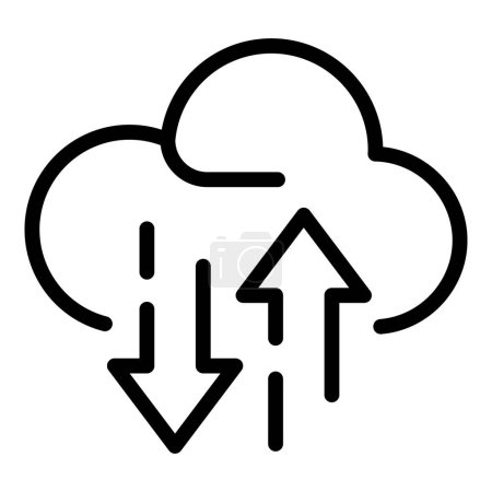 Ilustración de Icono de comunicación de red en nube. Esquema Icono vectorial de comunicación en la nube para diseño web aislado sobre fondo blanco - Imagen libre de derechos