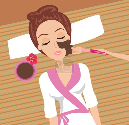 Téléchargez les illustrations : Femme ayant des soins de beauté dans le salon de spa - en licence libre de droit