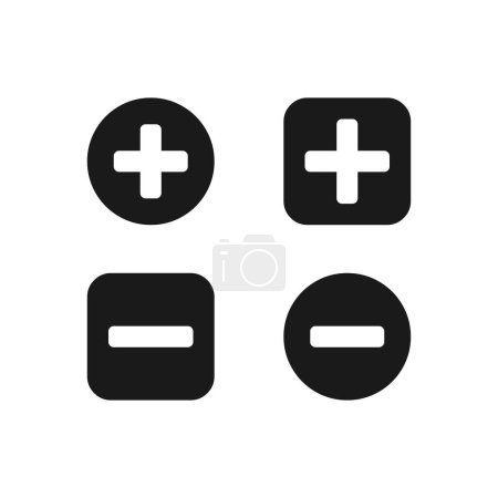 Ilustración de Agregar, quitar, eliminar, cerrar conjunto de iconos. Más y menos símbolo aislado Vector EPS10 - Imagen libre de derechos
