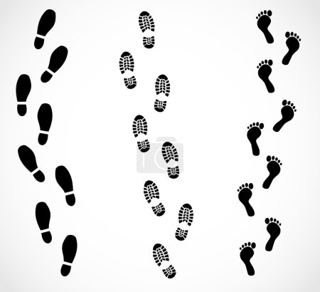 Foot trail set vector