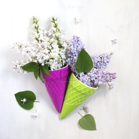 Hermosas flores lila púrpura y blanca
