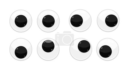 Ilustración de Juego de ilustración vectorial de diseño de estilo plano de ojos oscilantes de seguridad de juguete de plástico aislado sobre fondo blanco. Divertido, googly globos oculares de juguete de plástico para muñecas artesanales y chistes. - Imagen libre de derechos