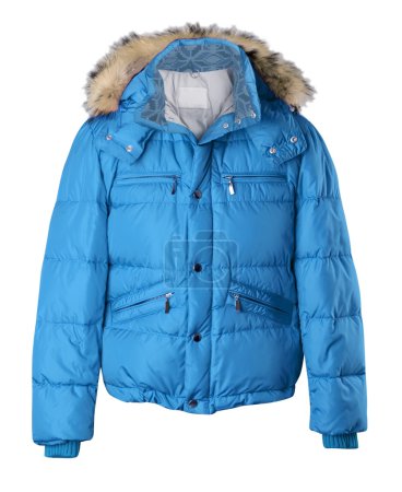 Chaqueta azul de invierno aislada en blanco
