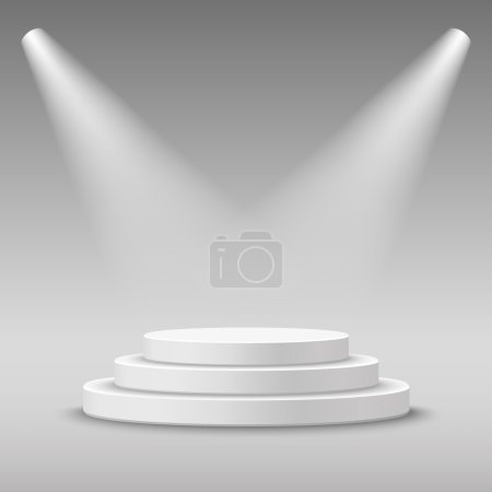 Podio iluminado escenario blanco redondo
.