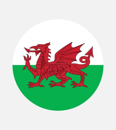 Nationalflagge von Wales, offizielle Farben und Proportionen korrekt. Nationalflagge von Wales. Vektorillustration. EPS10. Wales Flaggenvektorsymbol, einfaches, flaches Design für Web oder mobile App.