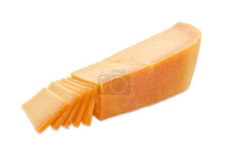 Trozo y varias rebanadas de queso holandés
 