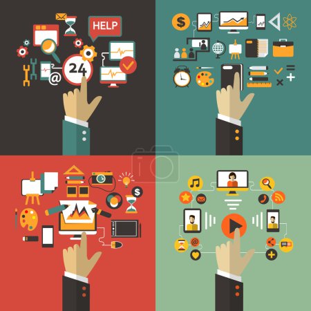 Photo for Set of business concept with hands on a colorful backgrounds - Royalty Free Image