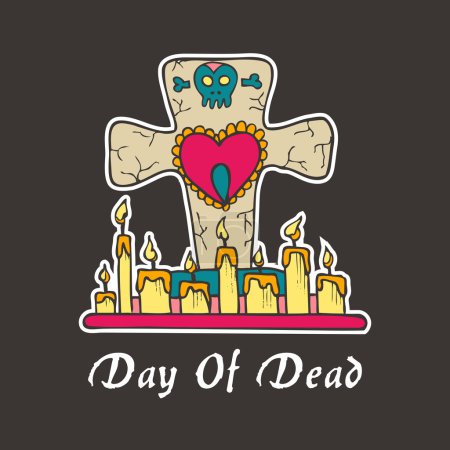 Photo for Colorful Grave candles with heart and skull - Royalty Free Image