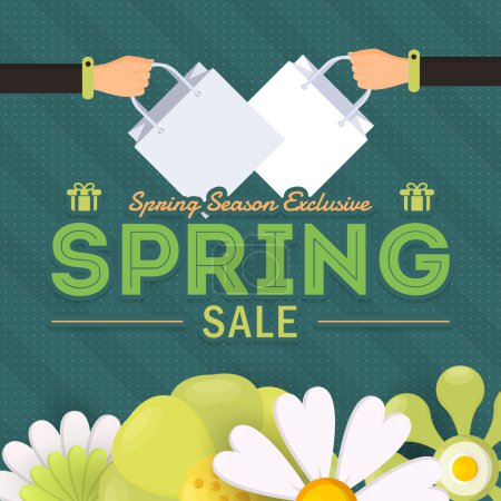 Diseño plano de banner web de venta de primavera

