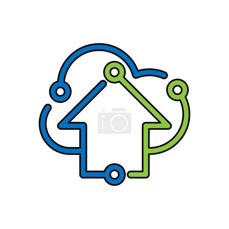 Ilustración de Smart Home Connection Icon Logo Diseño vectorial ilustración. Icono del logotipo del hogar inteligente con concepto de conexión inalámbrica. Diseño plano del icono del vector de la casa inteligente de moda para el sitio web, símbolo, logotipo, signo, aplicación, interfaz de usuario - Imagen libre de derechos