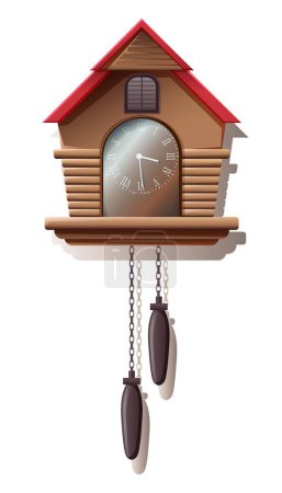 Ilustración de Mobile3d icono de vector realista ilustración de reloj vintage de pared en madera con kuku, pasado de moda. Aislado sobre fondo blanco. - Imagen libre de derechos