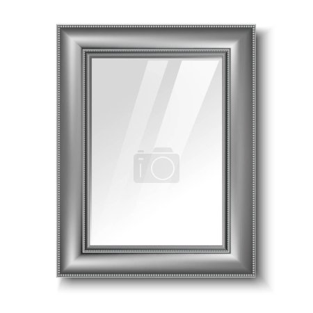Ilustración de 3d realista icono de marco de plata vector. Aislado sobre fondo blanco. Orientación vertical. - Imagen libre de derechos