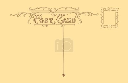 Photo for Retro postcard on yellow background - Royalty Free Image