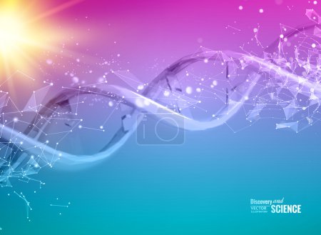 Photo for Scince illustration of a DNA molecule. Blue background with DNA. DNA molecules of poligons. Vector illustration. - Royalty Free Image