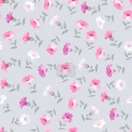 Photo for Vintage seamless floral pattern over colo background. Vector illustration. - Royalty Free Image
