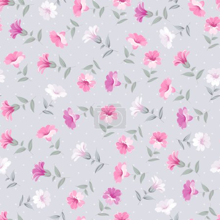 Illustration for Vintage seamless floral pattern over colo background. Vector illustration. - Royalty Free Image