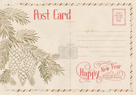 Illustration for Backdrop of postal card for happy new year holiday. Vector illustration. - Royalty Free Image