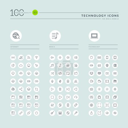 Téléchargez les illustrations : Ligne mince collection d'icônes web - en licence libre de droit