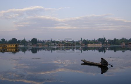 Beautiful sunrise on Dal lake in Kashmir