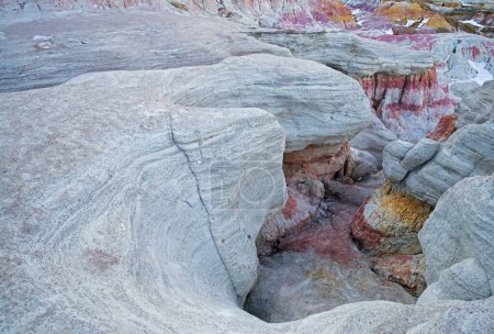 Photo for Winter landscape of the sandstone and clay geological formations at Paint Mines Interpretive Park, Calhan, Colorado, USA - Royalty Free Image