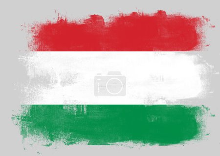 Photo for Flag of Hungary painted with brush on solid background, - Royalty Free Image