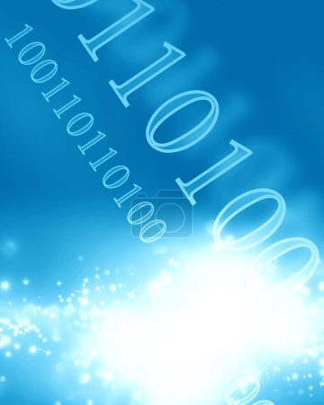 Photo for Bits and bytes on a soft glowing blue background - Royalty Free Image