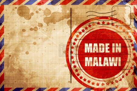 Photo for Made in malawi with some soft smooth lines, red grunge stamp on an airmail background - Royalty Free Image