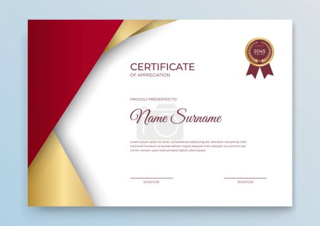 Ilustración de Plantilla de certificado con color de onda dinámico y futurista y fondo moderno - Imagen libre de derechos