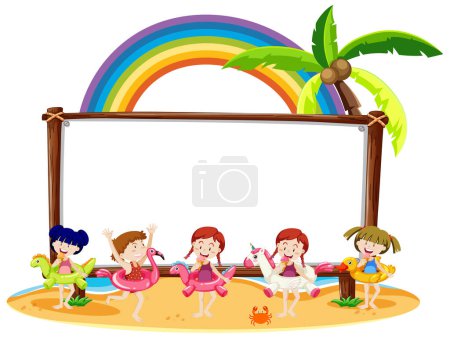 Summer Beach thème avec bannière vide isolé sur fond blanc illustration